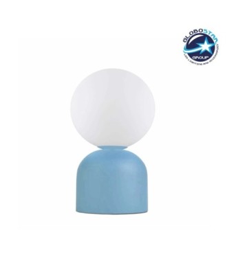 GLOBOSTAR® MAGIC 204-0133 Μοντέρνο Επιτραπέζιο Φωτιστικό Πορτατίφ με Ντουί 1 x E14 AC 220-240V IP20 - Μπλε & Λευκό - Μ13 x Π13 x Υ28cm